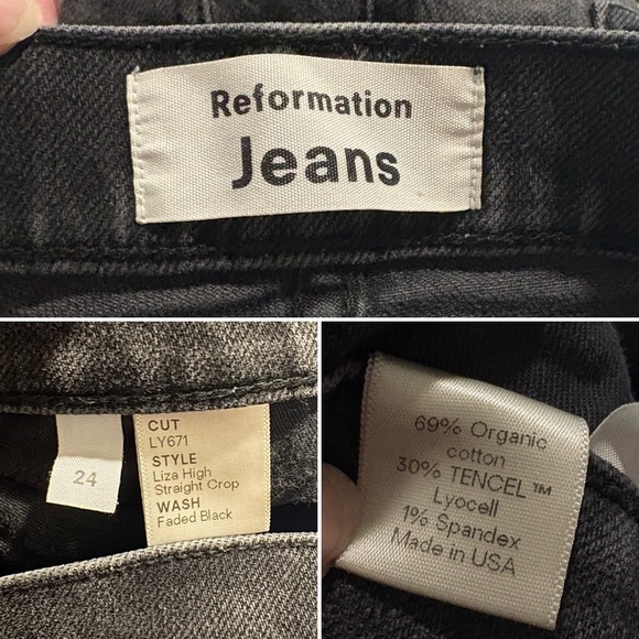 Reformation Liza High Rise Straight Jeans in Washed Black Size 24 - Picture 9 of 9